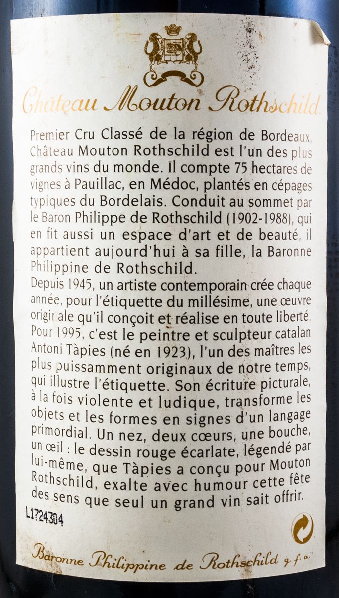 1995 Château Mouton Rothschild Pauillac tinto