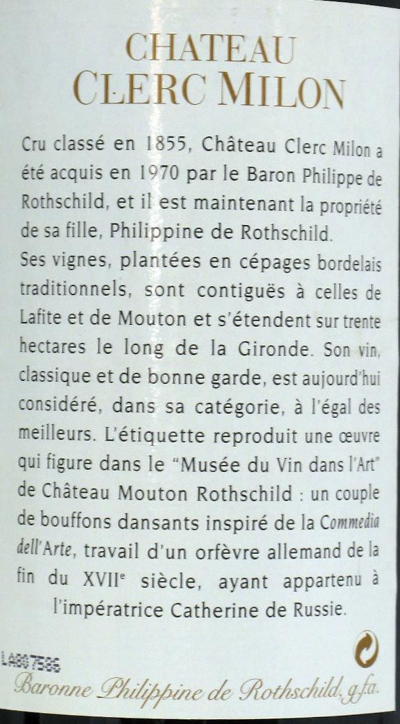 1997 Château Clerc Milon Baron Philippe de Rothschild tinto