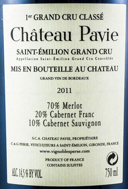 2011 Château Pavie Saint-Émilion tinto