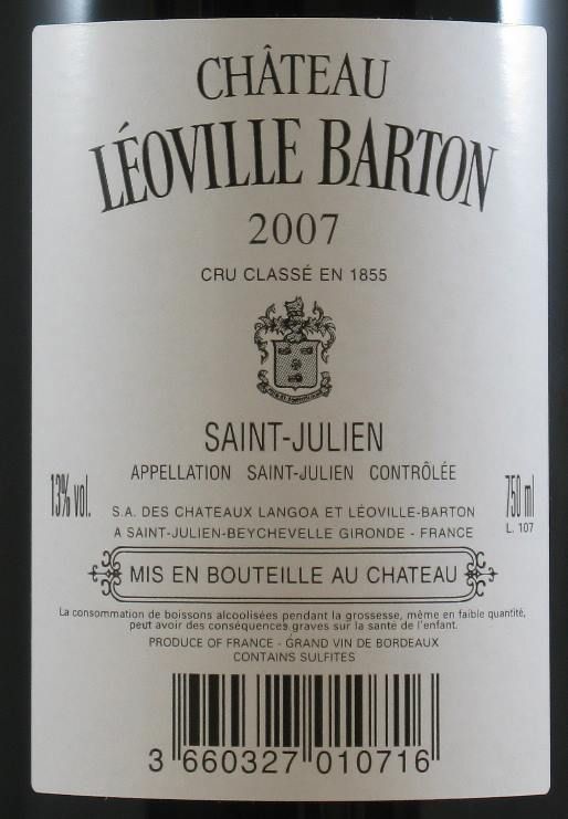 2007 Château Léoville Barton Saint-Julien tinto