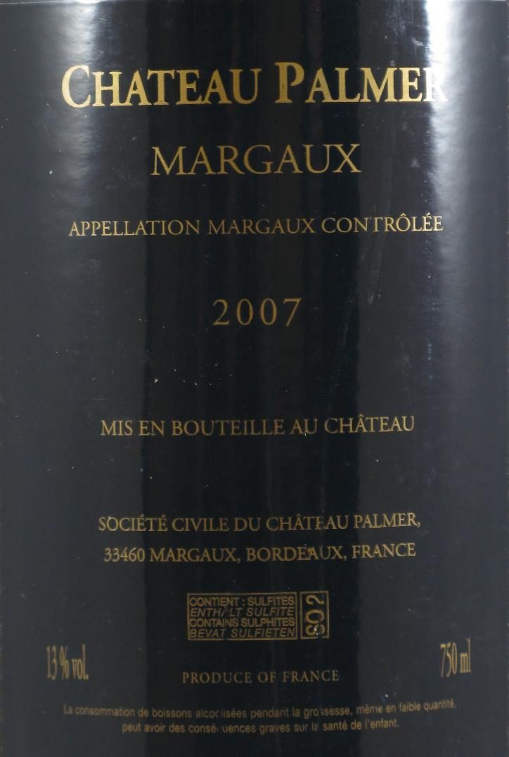 2007 Château Palmer Margaux tinto