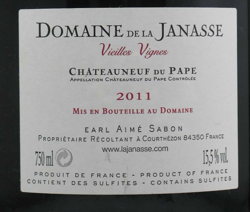 2011 Domaine de la Janasse Vieilles Vignes Cuvée Châteauneuf-du-Pape red
