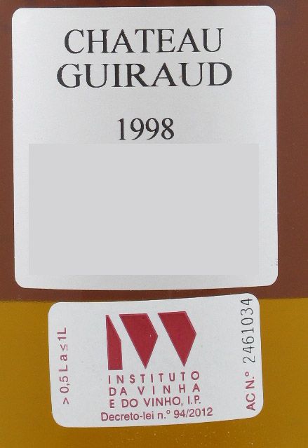 1998 Château Guiraud Sauternes branco