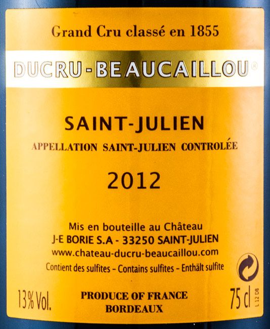 2012 Château Ducru-Beaucaillou Saint-Julien tinto