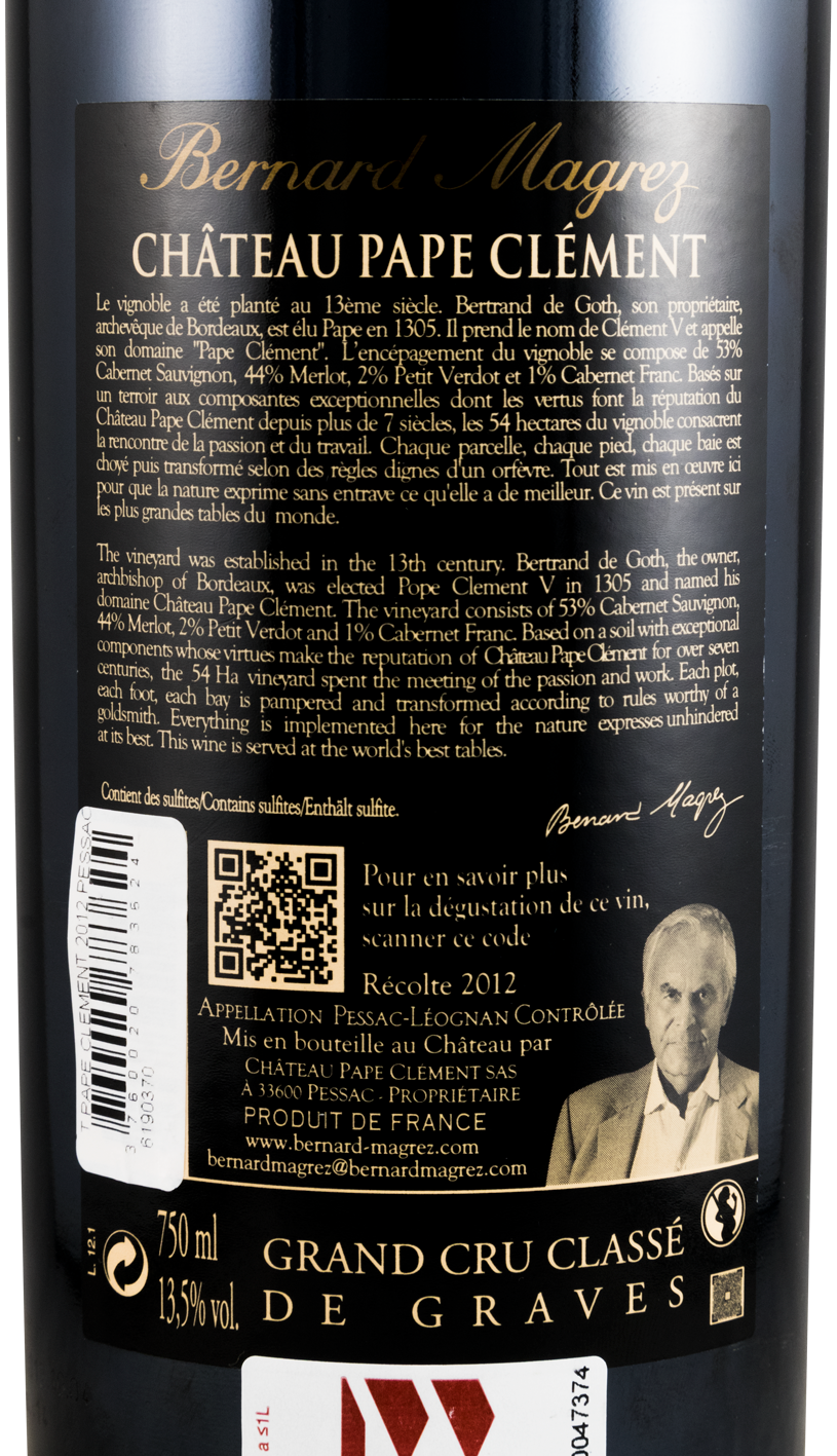 2012 Château Pape Clément Pessac-Léognan tinto