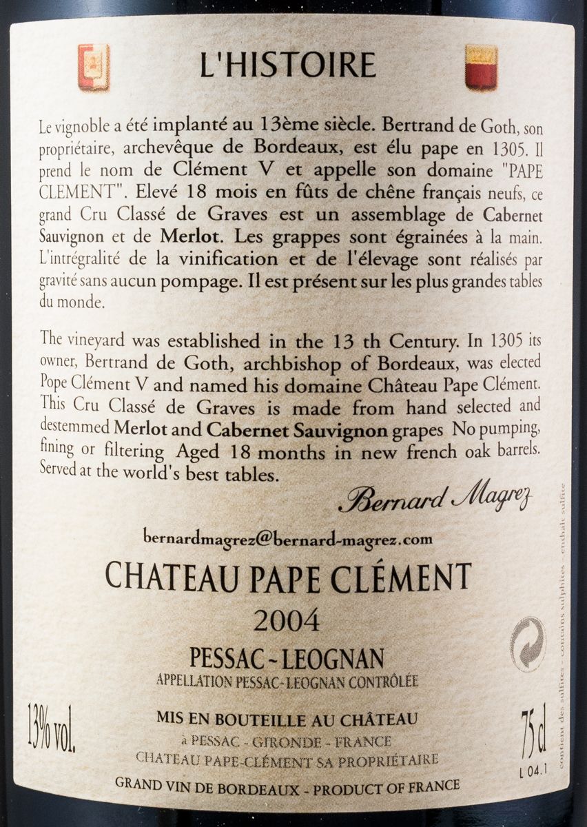2004 Pape Clément Pessac-Léognan tinto