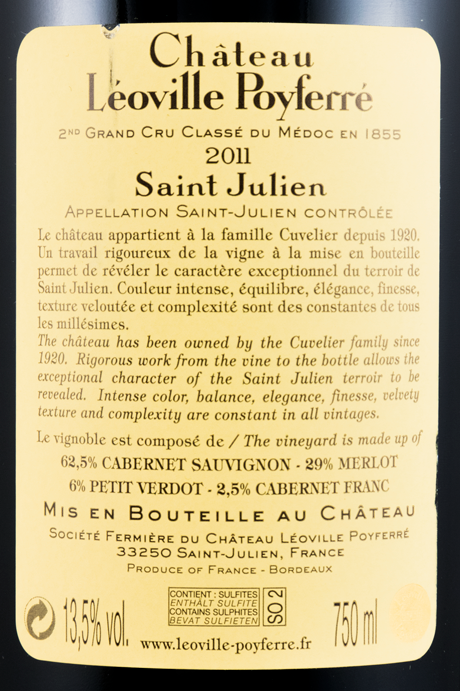 2011 Château Léoville Poyferré Saint Julien tinto