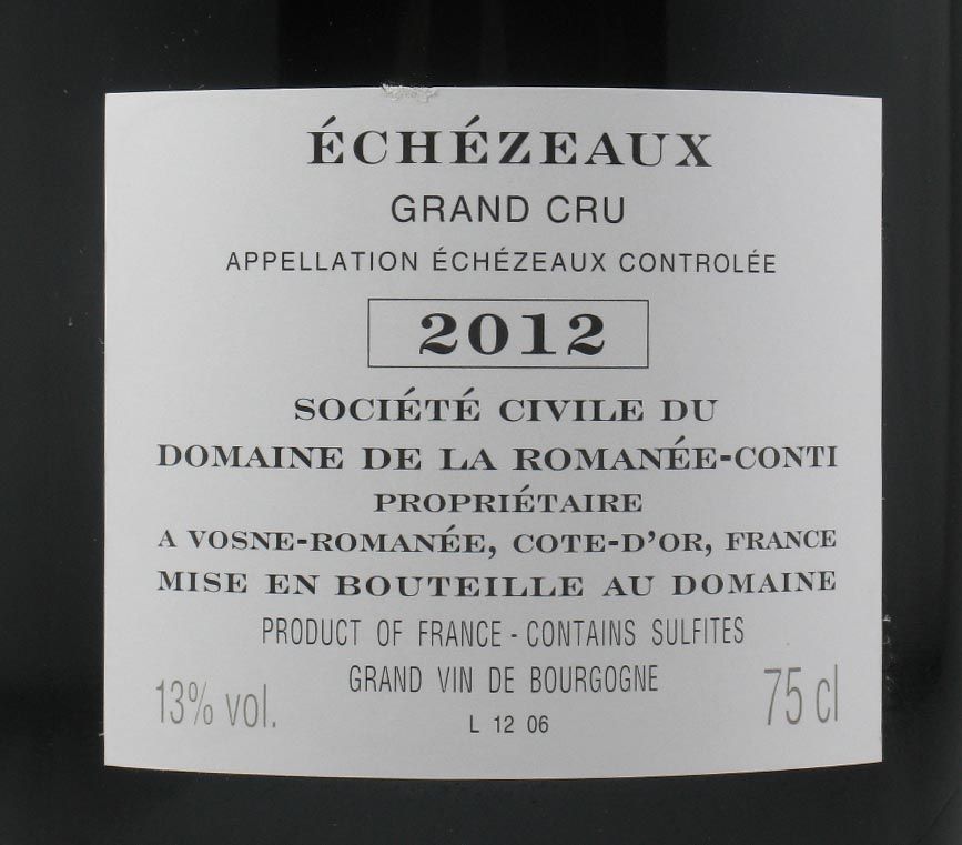 2012 Domaine de la Romanée-Conti Grand Cru Échézeaux tinto