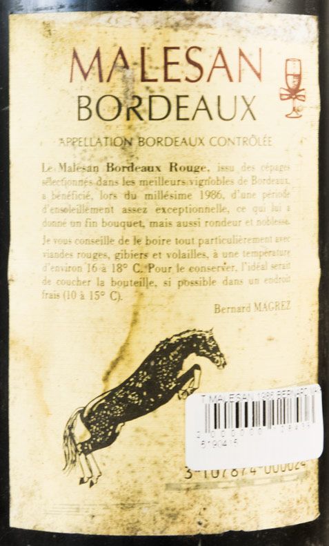 1986 Bernard Magrez Malesan Bordeaux Gironde red