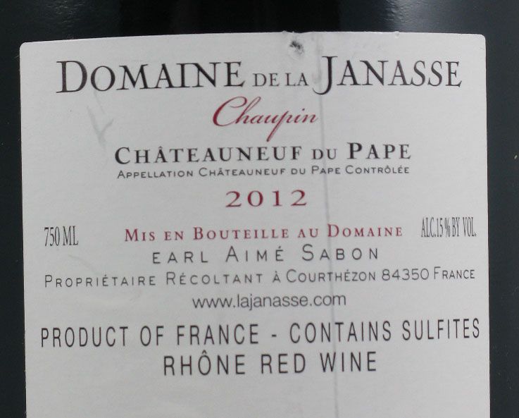 2012 Domaine de la Janasse Chaupin Châteauneuf-du-Pape tinto