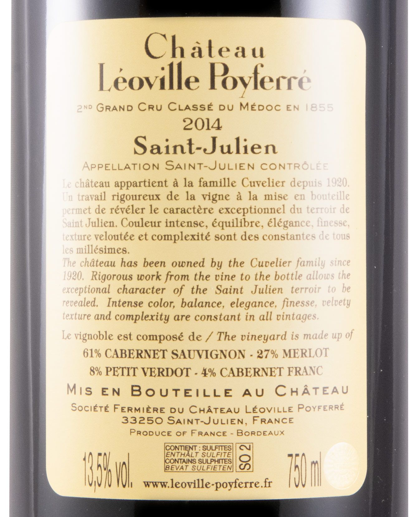 2014 Château Léoville Poyferré Saint-Julien tinto