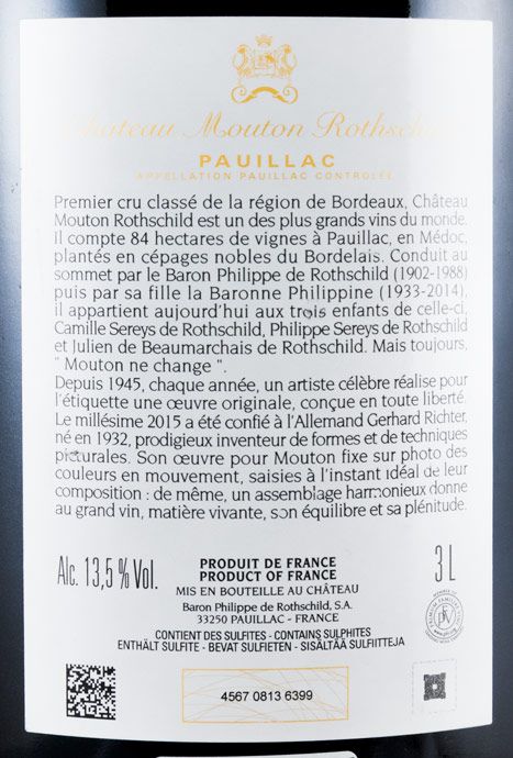 2015 Château Mouton Rothschild Pauillac tinto 3L