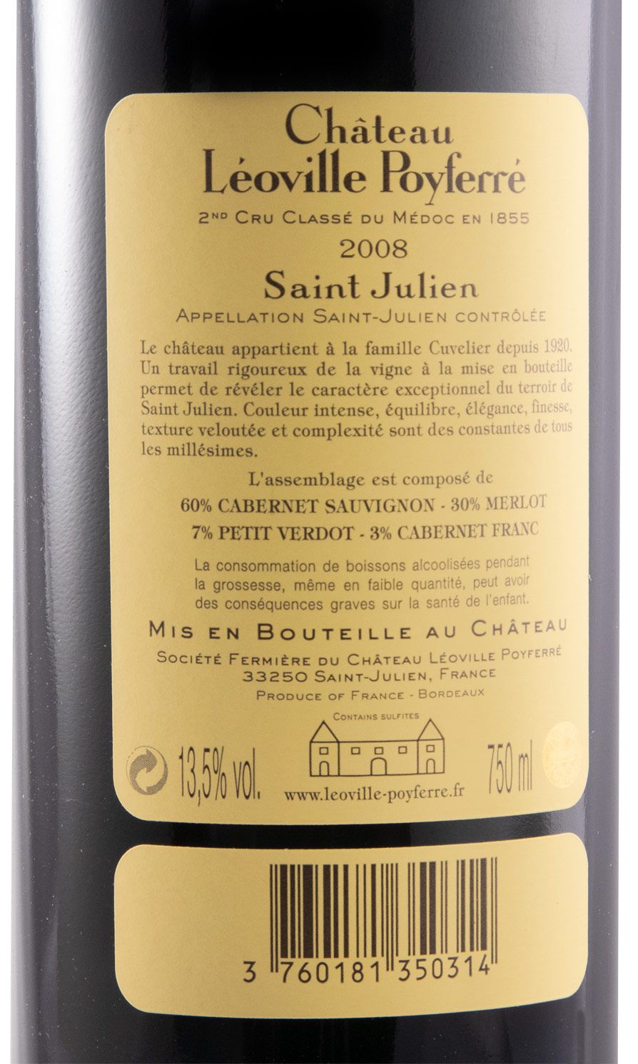 2008 Château Léoville-Poyferré Saint-Julien tinto