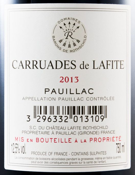 2013 Château Lafite Rothschild Carruades De Lafite Pauillac tinto