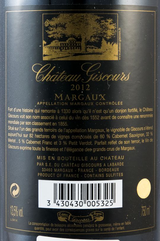 2012 Château Giscours Margaux red
