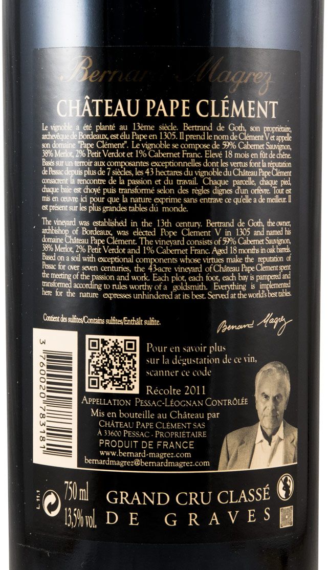 2011 Château Pape Clément Pessac-Léognan tinto