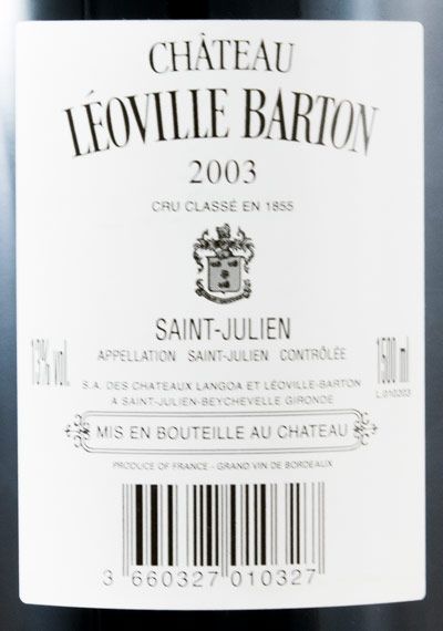2003 Château Leoville Barton Saint-Julien tinto 1,5L
