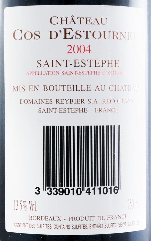 2004 Château Cos D'Estournel Saint-Estèphe tinto