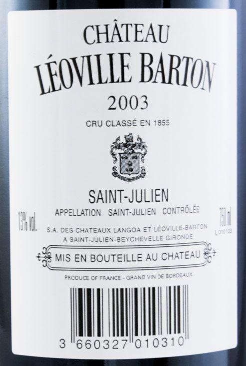 2003 Château Leoville Barton Saint-Julien tinto