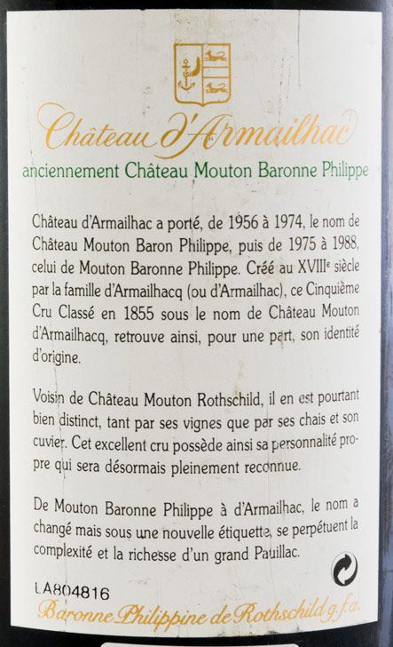 1994 Château d'Armailhac Baron Philippe de Rothschild Pauillac tinto 1,5L