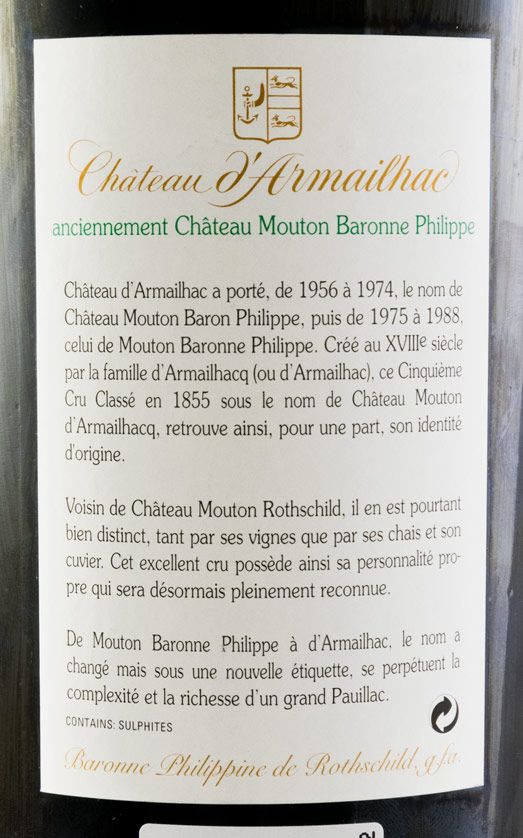 1993 Château d'Armailhac Baron Philippe de Rothschild Pauillac tinto 1,5L