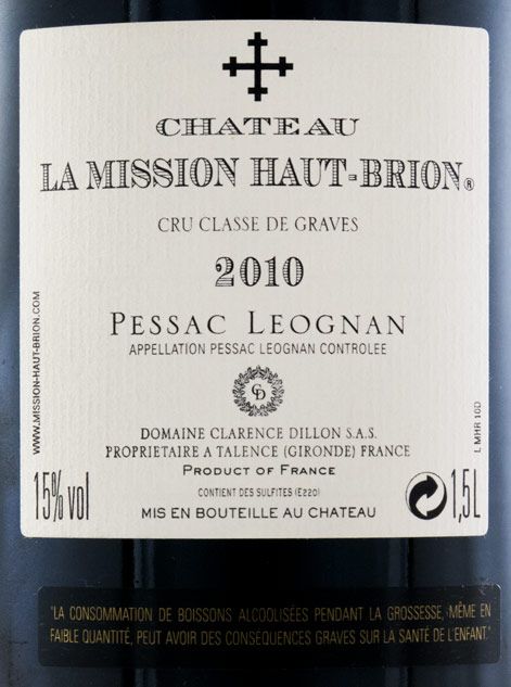 2010 Château La Mission Haut-Brion Pessac-Léognan tinto 1,5L