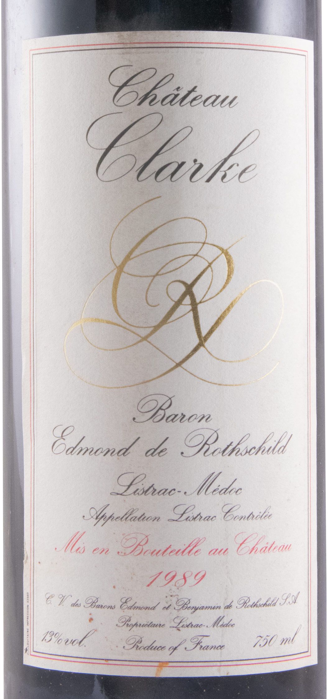 1989 Château Clarke Baron Edmond de Rothschild Listrac-Médoc red