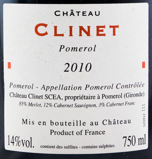 2010 Château Clinet Pomerol tinto