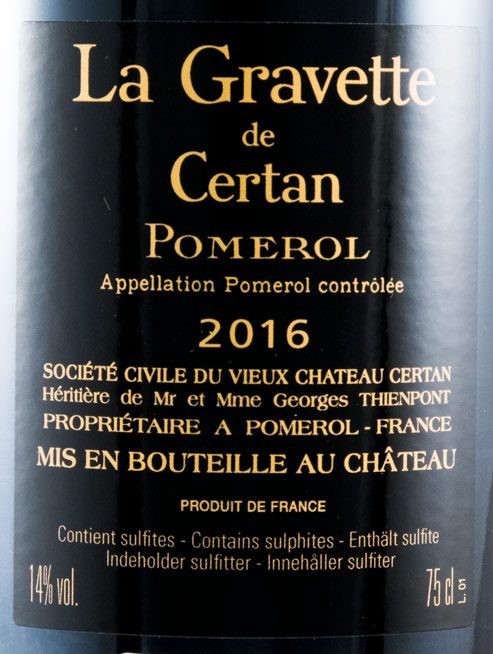 2016 Vieux Château Certan La Gravette de Certan Pomerol red