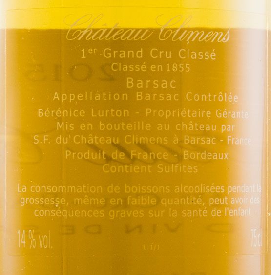 2015 Château Climens Barsac Sauternes branco