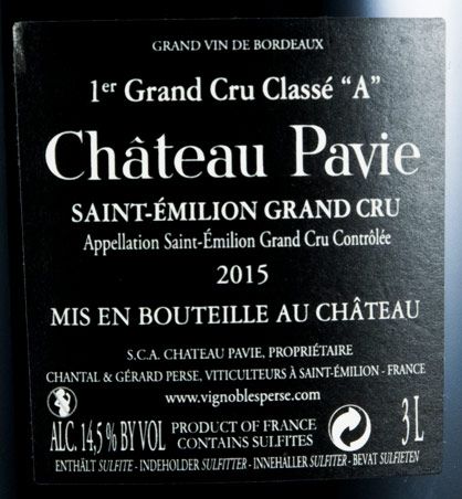 2015 Château Pavie Saint-Émilion tinto 3L