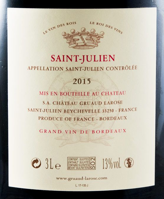 2015 Château Gruaud Larose Saint-Julien tinto 3L