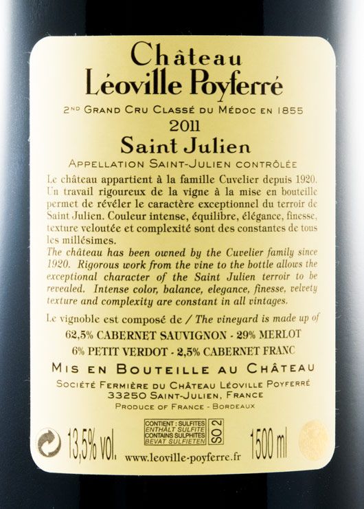 2011 Château Léoville Poyferré Saint-Julien tinto 1,5L