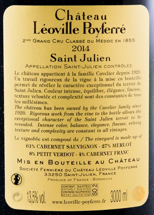 2014 Château Léoville Poyferré Saint-Julien tinto 3L