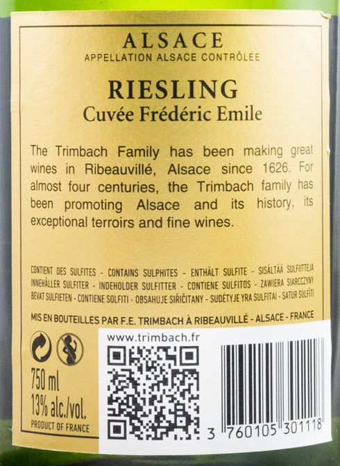 2008 Maison Trimbach Cuvée Frederic Emile Riesling Alsace branco