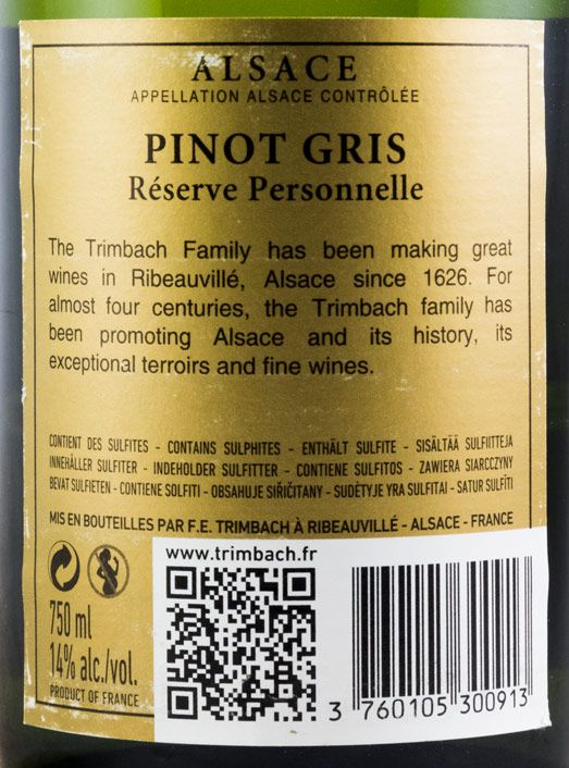 2013 Maison Trimbach Reserve Personnel Pinot Gris Alsace branco