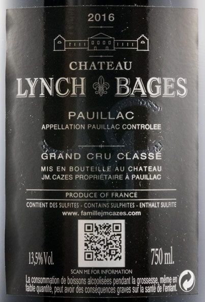 2016 Château Lynch-Bages Pauillac tinto