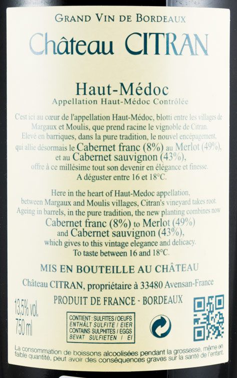 2015 Château Citran Haut-Medoc red