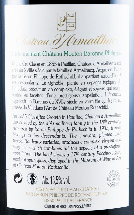 2015 Château d'Armailhac Baron Philippe de Rothschild Pauillac tinto 1,5L