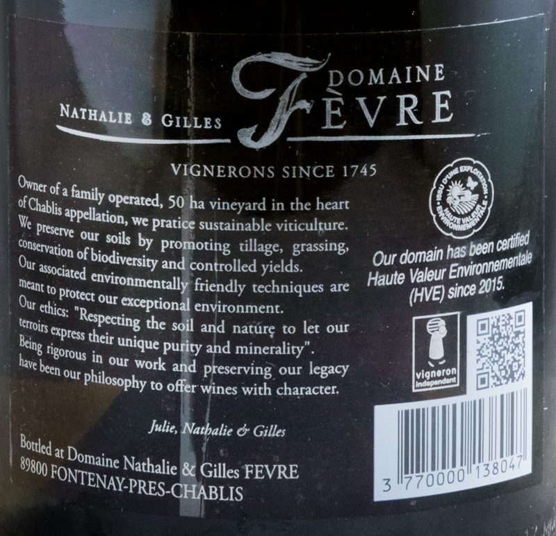 2017 Domaine Nathalie & Gilles Fèvre Mont de Milieu Chablis branco