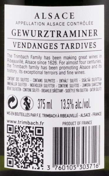 2015 Maison Trimbach Gewürztraminer Colheita Tardia Alsace branco 37,5cl