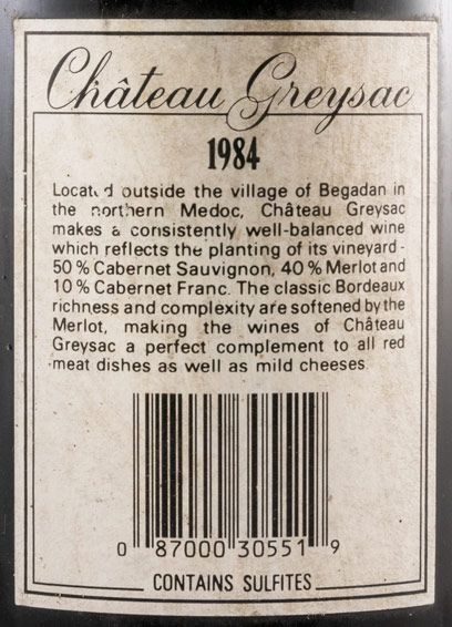 1984 Château Greysac Medoc red