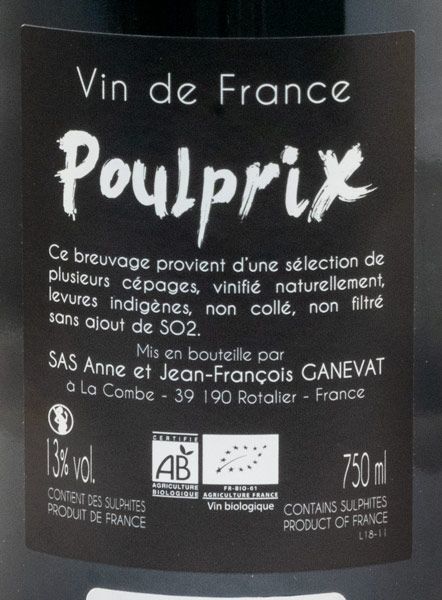 2018 Jean-François Ganevat Ganevat Poulprix biológico tinto