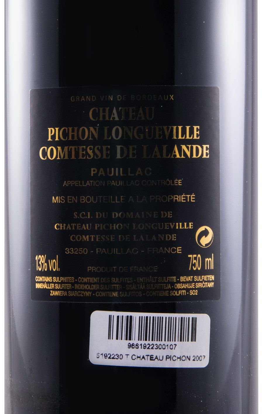 2007 Château Pichon Longueville Comtesse de Lalande Pauillac tinto