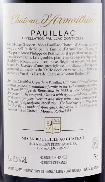 2016 Château d'Armailhac Baron Philippe de Rothschild Pauillac tinto