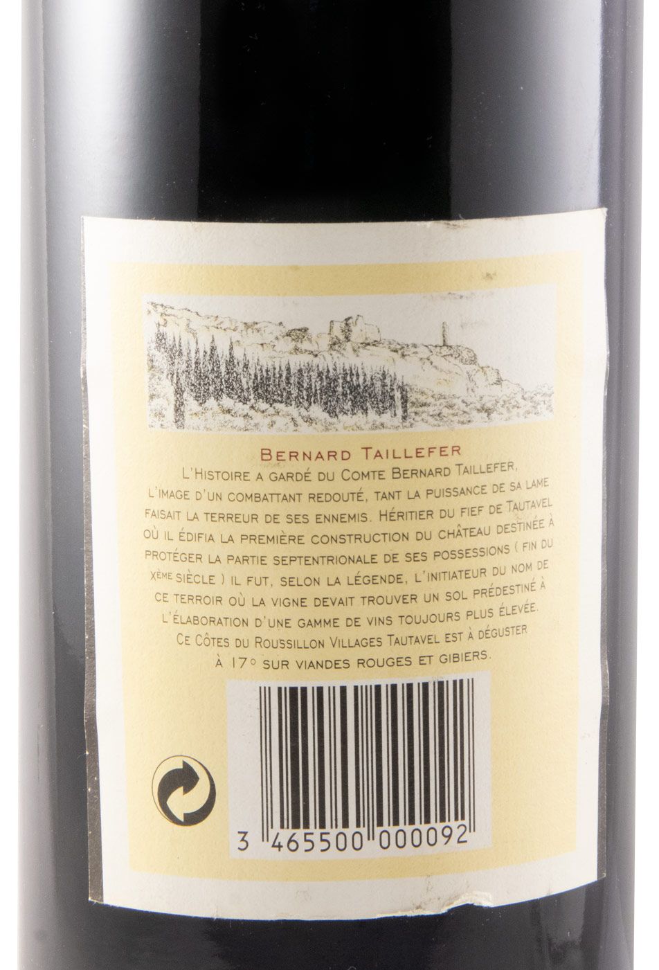 2001 Château de Tautavel Bernard Taillefer Côtes du Roussillon Villages tinto