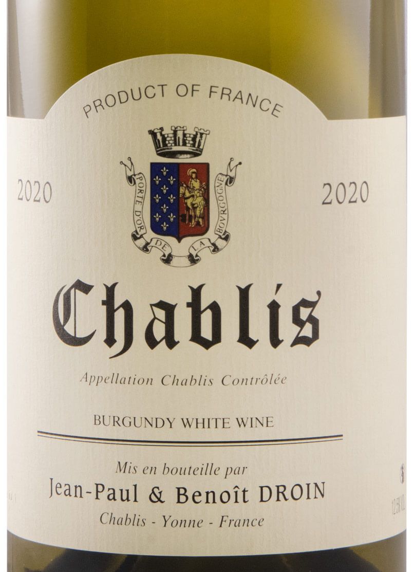 2020 Jean-Paul & Benoît Droin Chablis branco