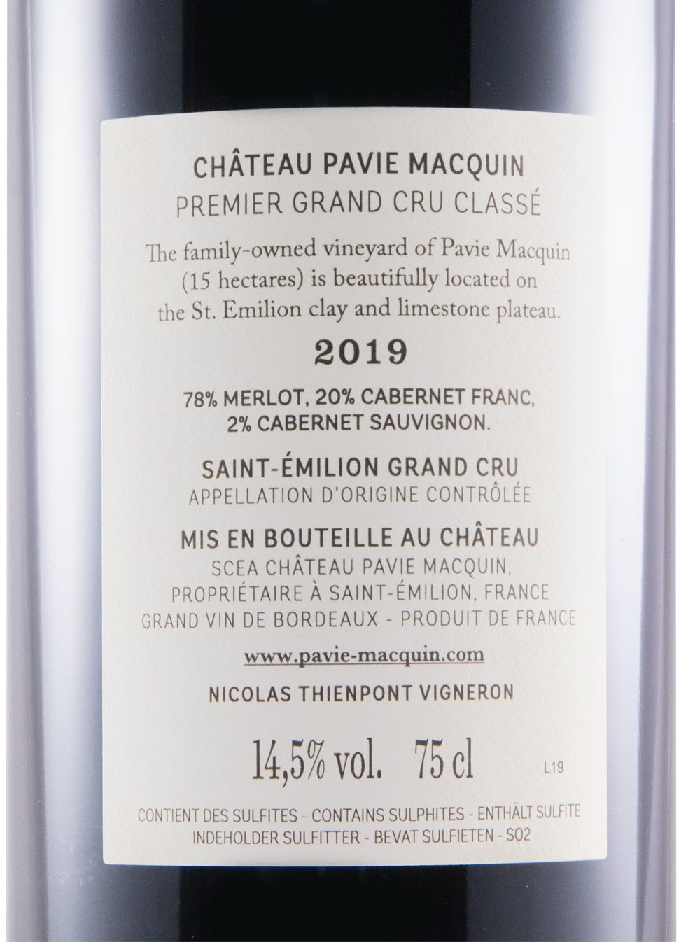 2019 Château Pavie Macquin Saint-Émilion tinto