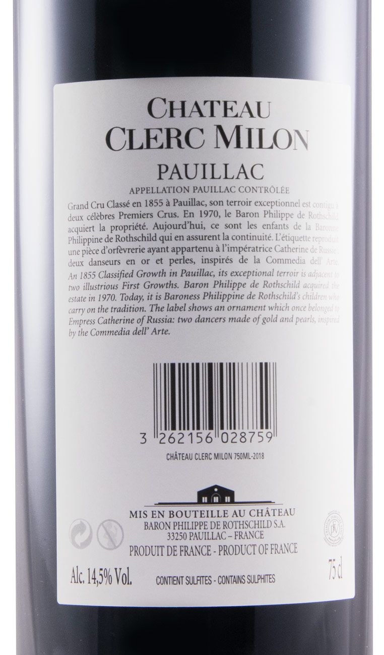 2018 Château Clerc Milon Pauillac tinto