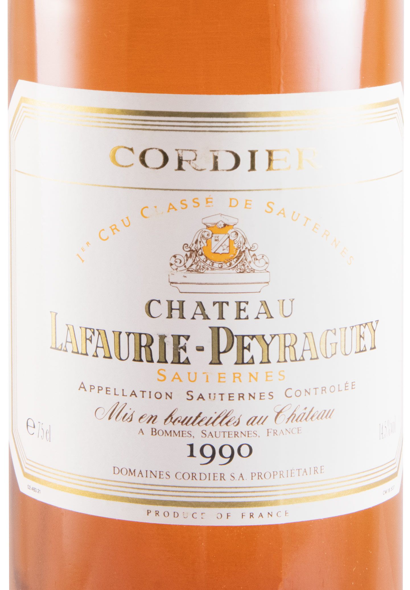 1990 Château Lafaurie-Peyraguey Sauternes branco
